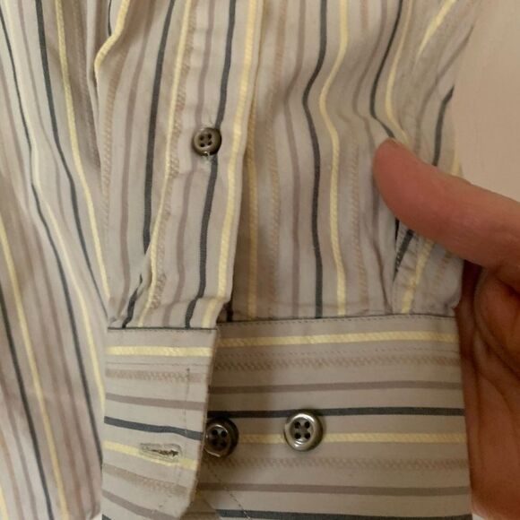 J. Ferrar beige striped long-sleeved shirt, great condition, beautiful, Small - Picture 4 of 8
